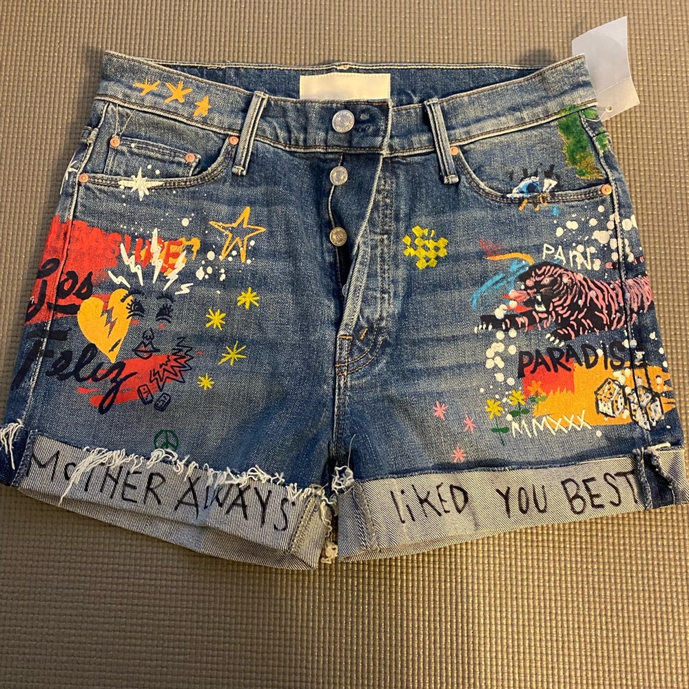 Mother denim cuff fray shorts